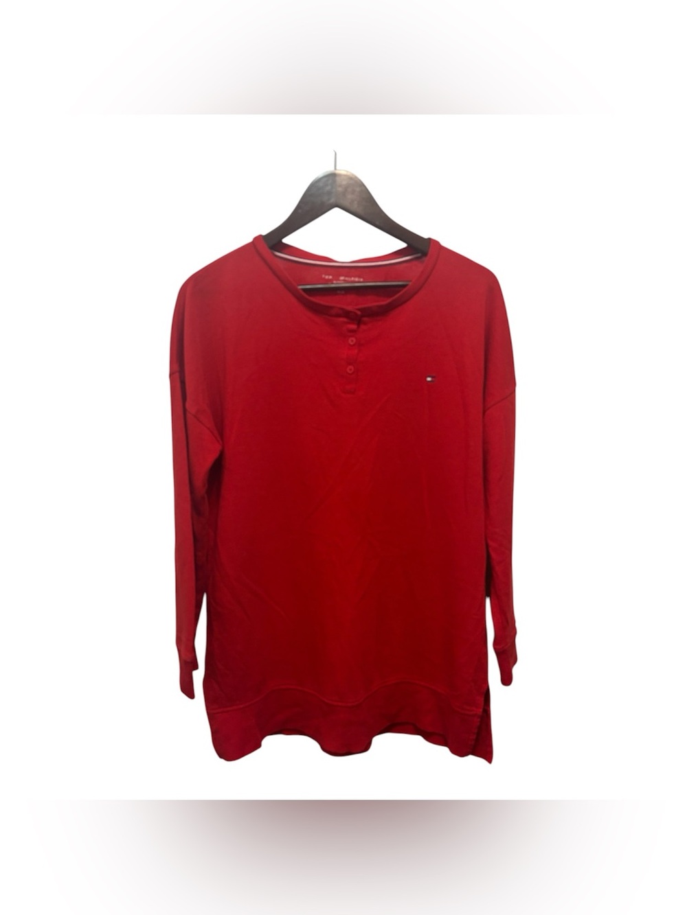 Tommy Hilfiger Bright Red Long-Sleeve Henley Top